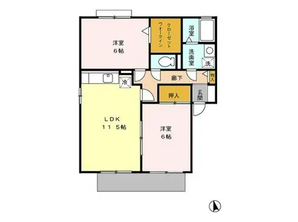 セジュールグランフォレ B棟(2LDK/1階)の間取り写真