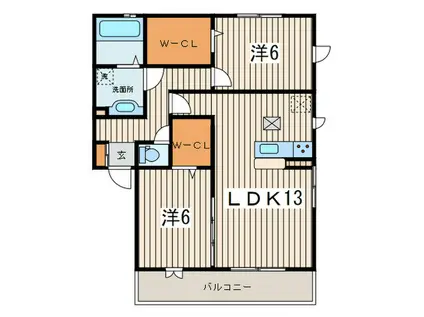 アーバングリーン長尾C棟(2LDK/1階)の間取り写真