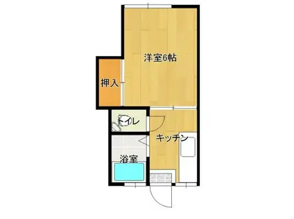 エスポワール若葉(1K/2階)の間取り写真