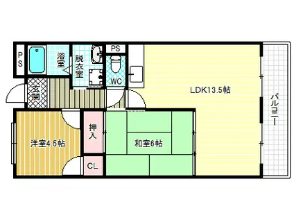エステート松葉春日(2LDK/3階)の間取り写真