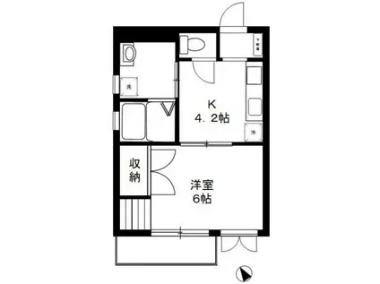 メゾン平間I(1K/1階)の間取り写真