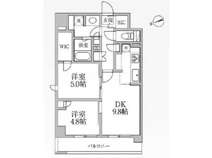レジディア新御徒町II(2LDK/12階)の間取り写真