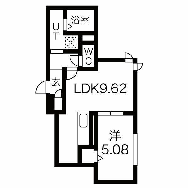 アイリス伏見(1LDK/1階)の間取り写真