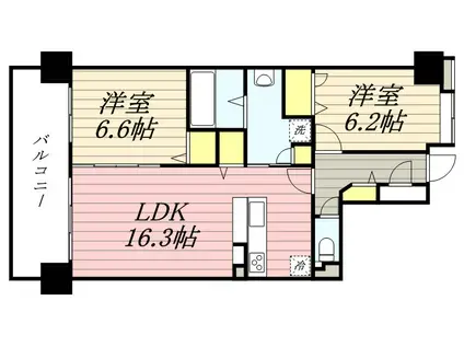 ウェスタ久留米けやき通(2LDK/2階)の間取り写真