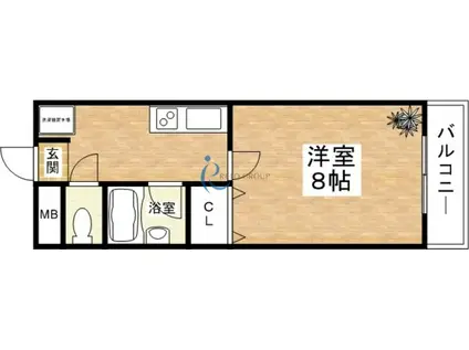 ドミール長原(1K/7階)の間取り写真