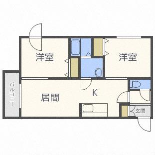 TRE VENTI美術館西(2LDK/4階)の間取り写真