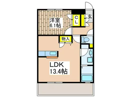 ブリリアントコート(1LDK/2階)の間取り写真