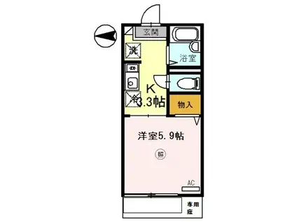 ハイツ子午線(1K/1階)の間取り写真