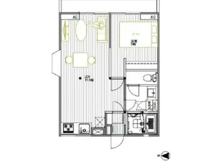 レジデンスピア3(1LDK/2階)の間取り写真
