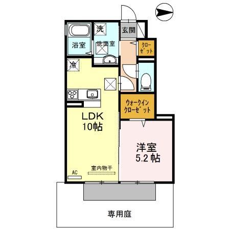 D-ROOMすぎうら(1LDK/1階)の間取り写真