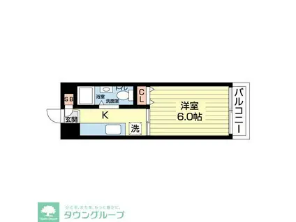 サウスプレミアムレジデンス(1K/2階)の間取り写真