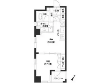パークキューブ銀座イースト(1LDK/9階)の間取り写真