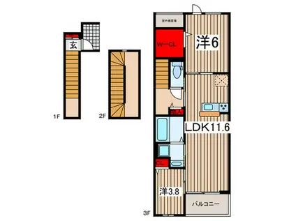 フローラル グレイス(2LDK/3階)の間取り写真