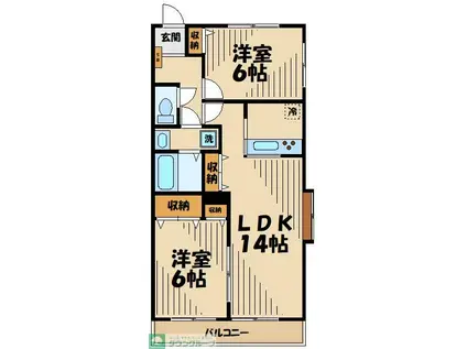 ラフィネ青葉台(2LDK/1階)の間取り写真