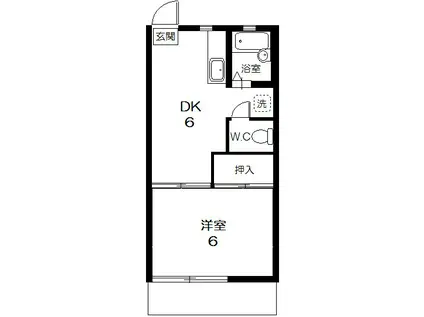 コーポロータス(1DK/2階)の間取り写真