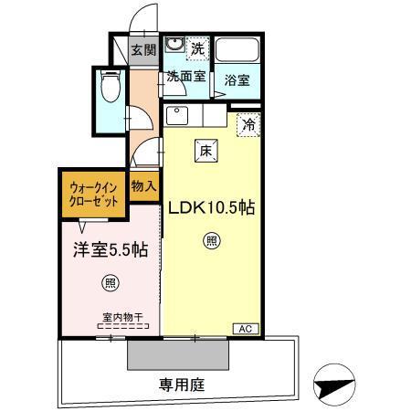 サンクチュアリ(1LDK/1階)の間取り写真
