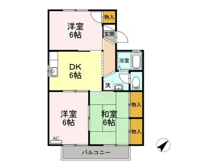 コスメティックスオオフクA棟(3DK/2階)の間取り写真