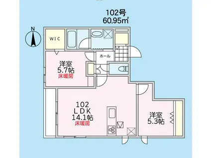 FELICITA小石川(2LDK/1階)の間取り写真