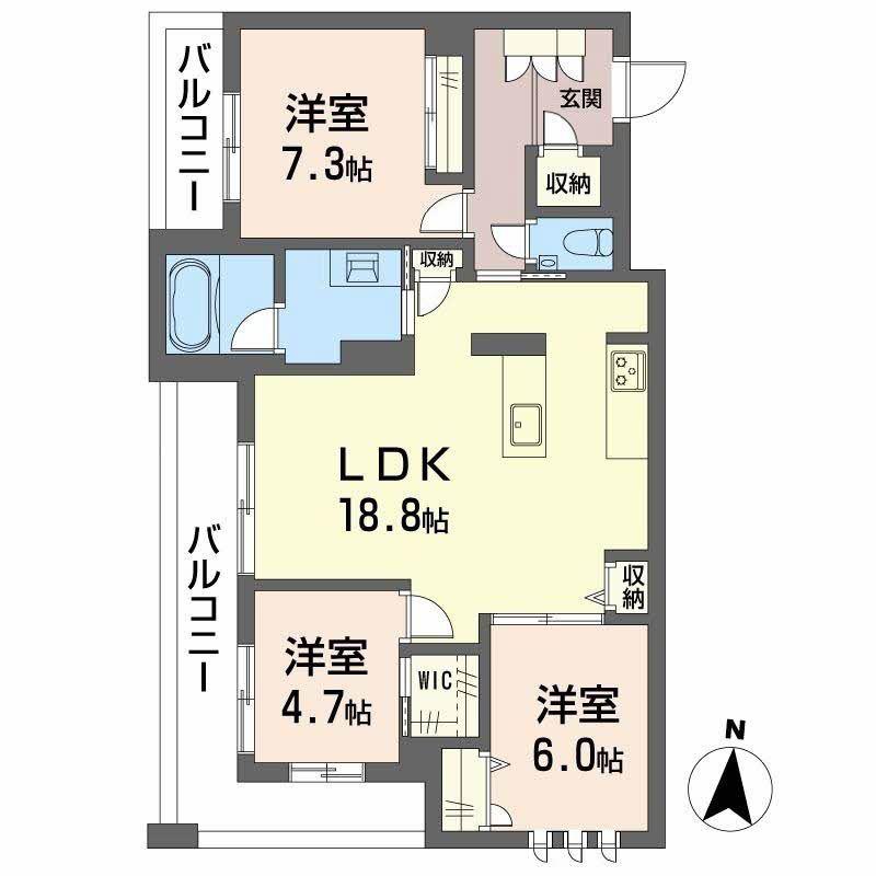 ジョフリエル(3LDK/2階)の間取り写真