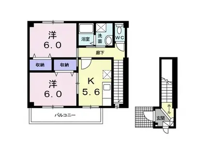シェルC(2K/2階)の間取り写真