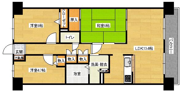 スカールTAKATA(3LDK/5階)の間取り写真