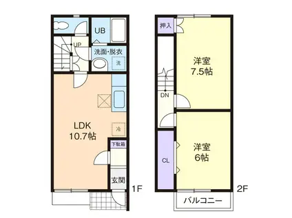 グラシアB(2LDK/1階)の間取り写真