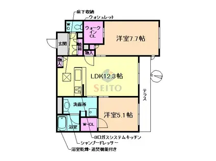 BONRAVIN TOYONAKA PREMIER(2LDK/1階)の間取り写真