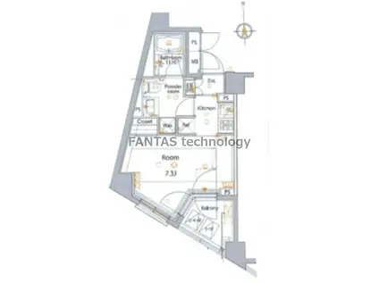 メイクスデザイン高田馬場(1K/4階)の間取り写真