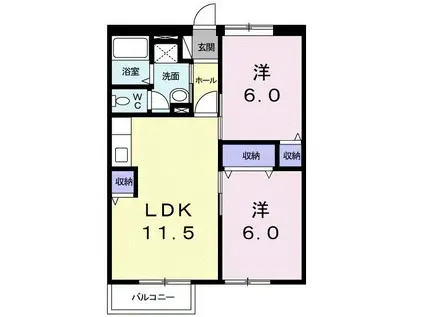 レジュール木船2(2LDK/2階)の間取り写真
