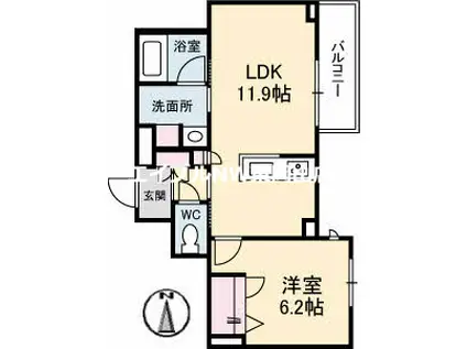 メゾンフェリシア(1LDK/2階)の間取り写真