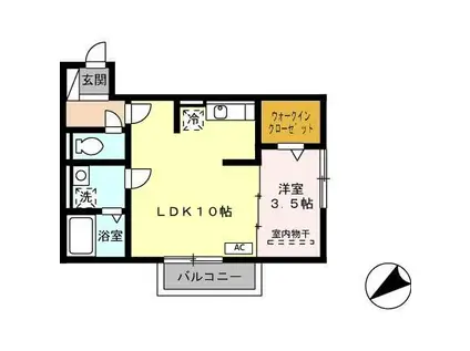 おおくぼの森B棟(1LDK/2階)の間取り写真