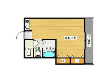 クレセール春日出(ワンルーム/1階)の間取り写真
