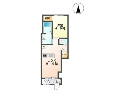 ハピネスI(1LDK/1階)の間取り写真