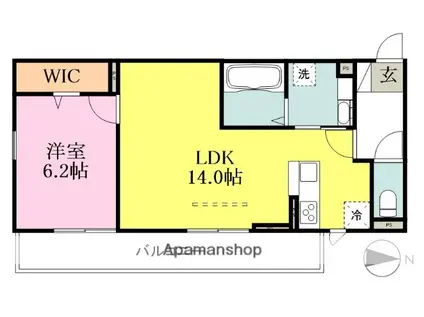 プラムガーデンII(1LDK/2階)の間取り写真