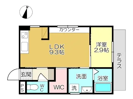 シャトン宇治(1LDK/1階)の間取り写真