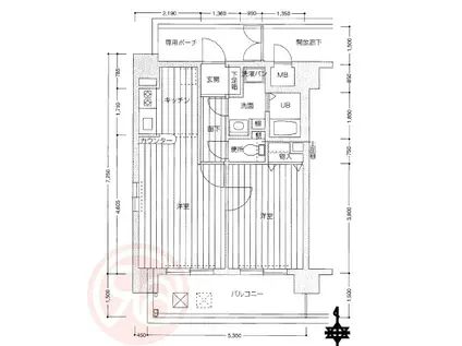 ユニーブル靭公園(1LDK/10階)の間取り写真