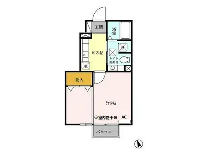 ローズシャルダン(1K/1階)の間取り写真