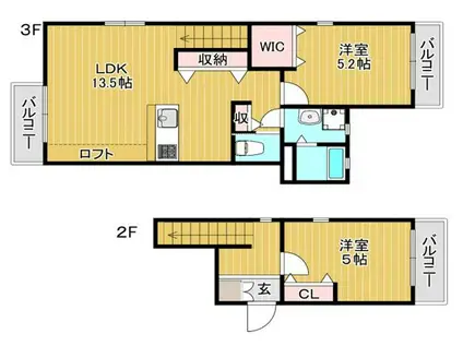 グルーブメゾン8(2LDK/2階)の間取り写真