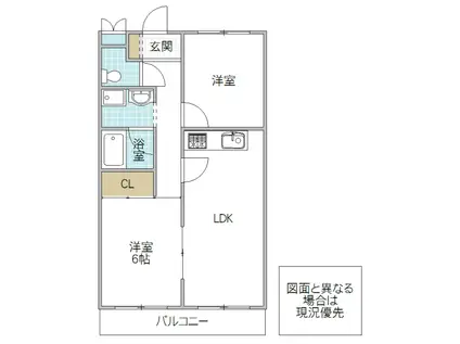 ソラーナ見川(2LDK/1階)の間取り写真