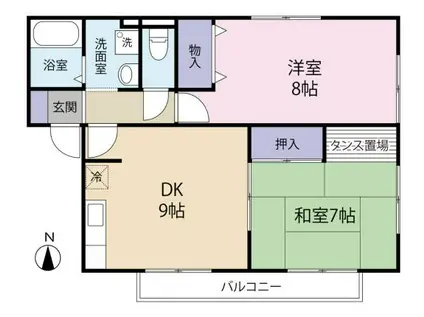 パールハイツ貝津(2DK/1階)の間取り写真