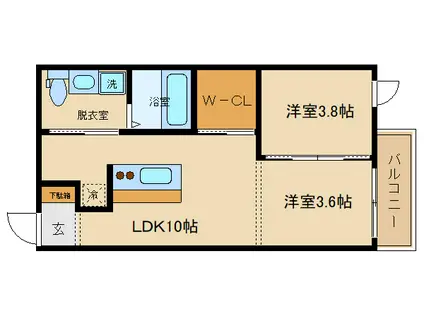 STAY THE HOUSE国分(2LDK/3階)の間取り写真