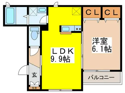 パインヒルズ石神井公園(1LDK/1階)の間取り写真
