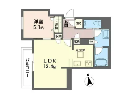 メナージュ四谷(1LDK/1階)の間取り写真