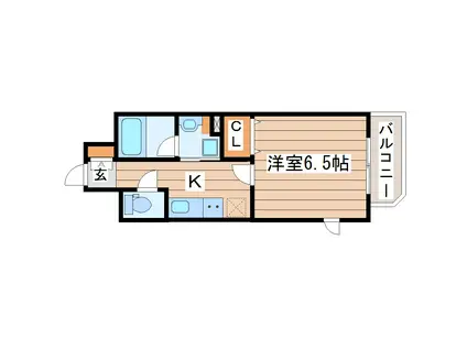 ライブカーサ仙台長町(1K/2階)の間取り写真