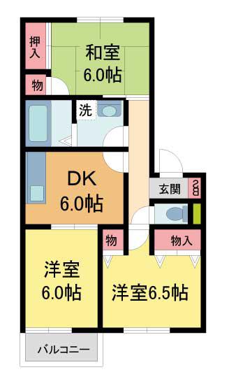 レーベン高司(3DK/2階)の間取り写真