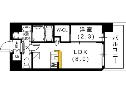 セレニテ元町アリエ(1LDK/4階)の間取り写真