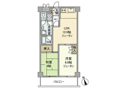 第2サンライズ五反田 第二サンライズ五反田(2LDK/2階)の間取り写真