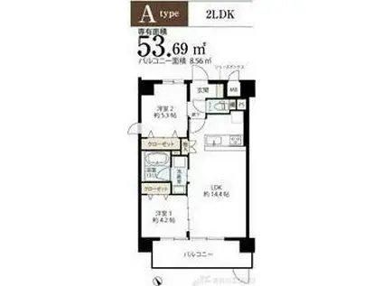 AI RITORNO(2LDK/4階)の間取り写真