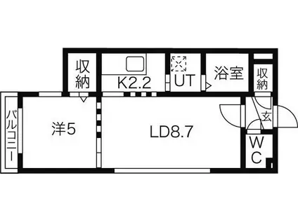 ベラージオ北大前(1LDK/4階)の間取り写真
