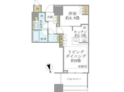 白金ザ・スカイ イースト(1LDK/17階)の間取り写真